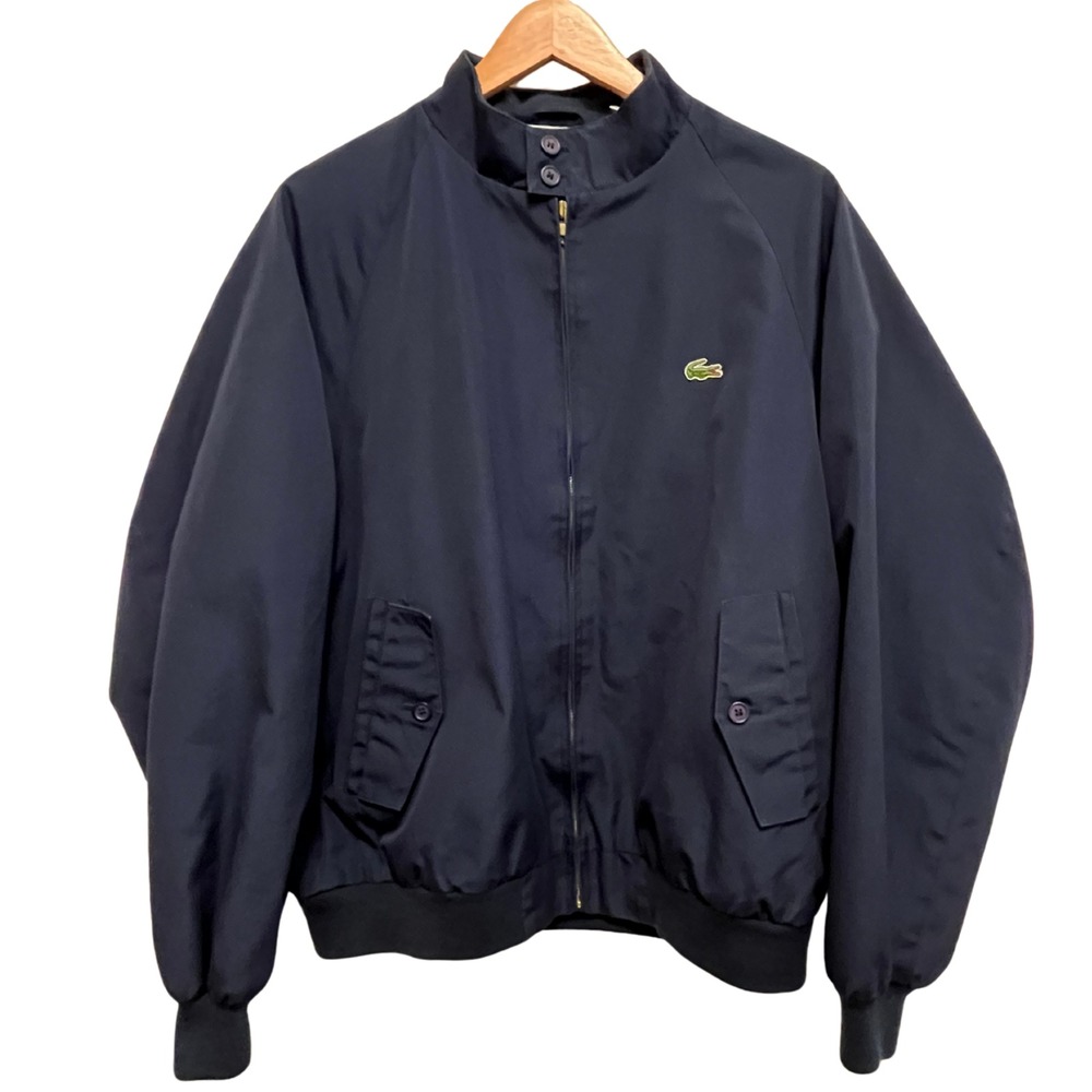 Vintage 80s Izod Lacoste Harrington Jacket L Blue Plaid Crocodile Retro‎ Grandpa